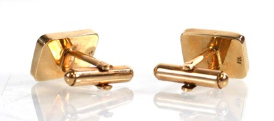 Lot 790 - A pair of 14ct yellow gold cufflinks, each set...