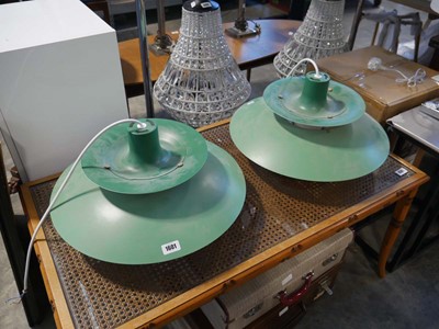 Lot 1601 - Green pair of spun aluminium Louis Poulsen...