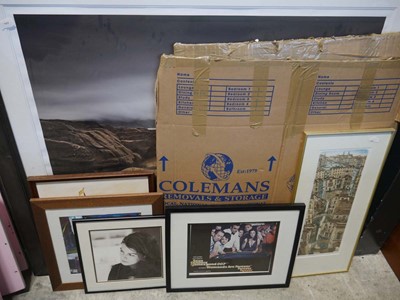 Lot 1626 - Shelving contents of various framed paintings...