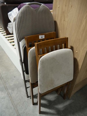 Lot 1644 - 2 folding upholstered wooden chairs