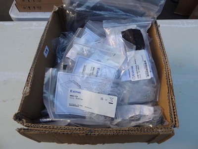 Lot 19 - Box of assorted parts and connectors by Extron...