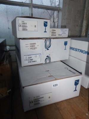 Lot 123 - Four boxes Crestron, including C3COM-3, GNXRMC...