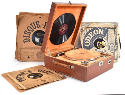 Lot 65 - A 1930/40's Pathe tabletop portable gramophone...