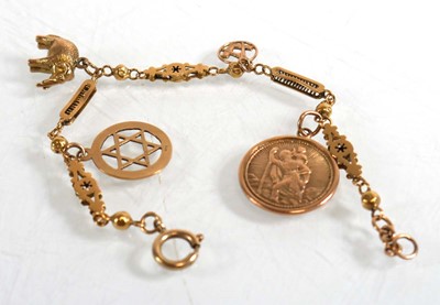 Lot 832 - A 9ct yellow gold fancy link bracelet...