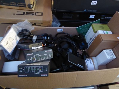 Lot 193 - Box with switches and devices, including...