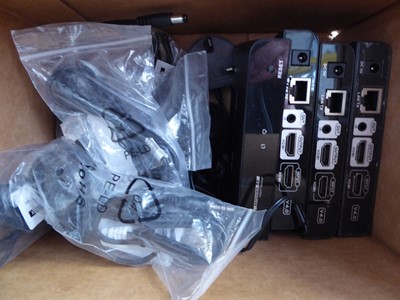 Lot 229 - Three HDMI extender and one receiver, power...