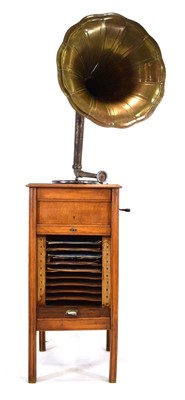 Lot 69 - A French gramophone with a large brass horn in...