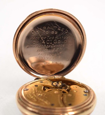 Lot 467 - A gold plated open face fob watch by Waltham,...