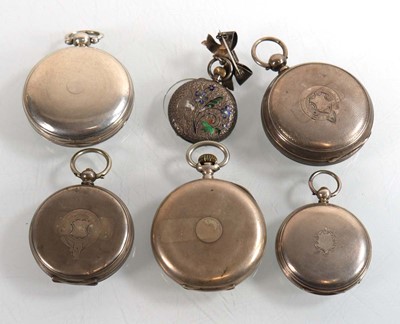 Lot 473 - Six Victorian and later silver open face...