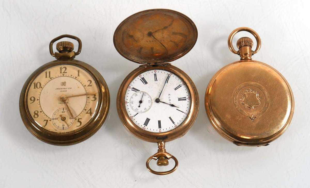 Lot 475 - A gold plated full hunter pocket watch by...