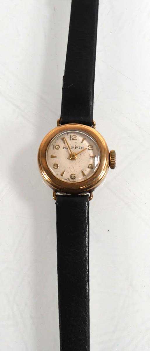 Lot 437 - A ladies 9ct yellow gold wristwatch by Mappin,...