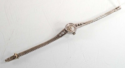 Lot 438 - A ladies 18ct white gold wristwatch by Certina,...