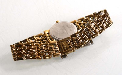 Lot 445 - A ladies gold plated wristwatch by Longines,...