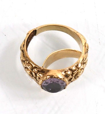 Lot 916 - A yellow metal mourning ring set oval pale...