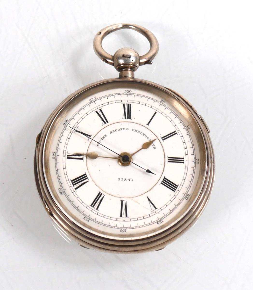 Lot 476 - A Victorian silver open face chronograph...