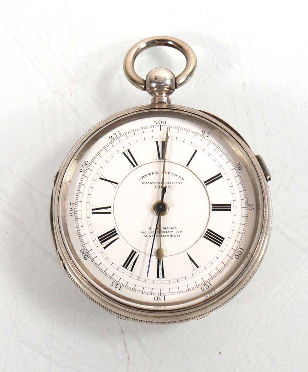 Lot 477 - A Victorian silver open face chronograph...