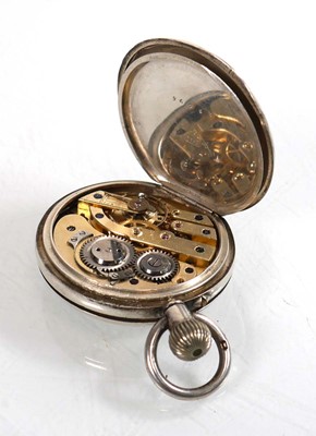 Lot 478 - A silver half hunter pocket watch, the white...