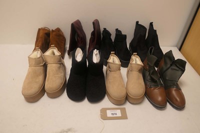 Lot 1572 - A bag containing 8 boots in various styles and...