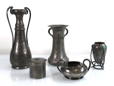 Lot 92 - A group of Arts & Crafts pewter including a...