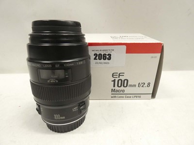 Lot 2063 - Canon EF 100mm f/2.8 lens, boxed