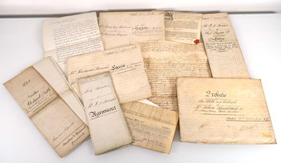 Lot 111 - A group of indentures and documents including...