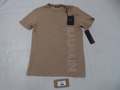 Lot 1564 - Balmain Paris logo t-shirt in beige size medium