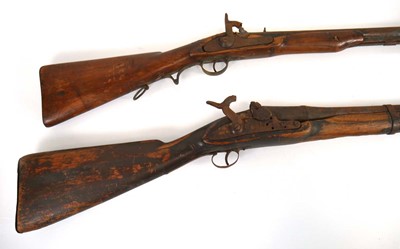 Lot 109 - Two antique percussion long guns, for spares...