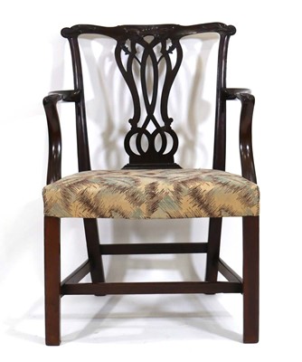 Lot 5 - A George III carved mahogany open armchair...