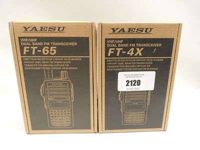 Lot 2120 - 2x Yaesu Dual band FM transceivers models...