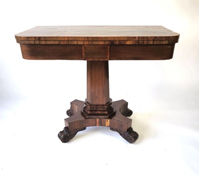 Lot 8 - A Regency rosewood and crossbanded card table,...