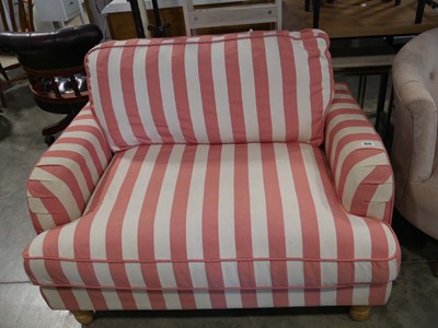 Lot 1078 - Candy pink and white striped upholstered snug...