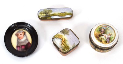 Lot 120 - A group of three over-painted enamel trinket...