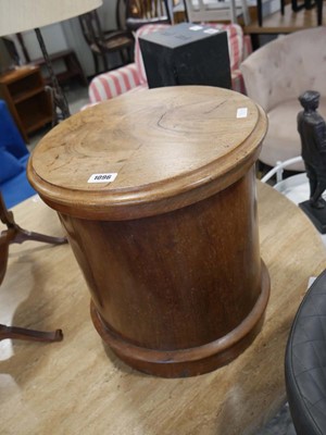 Lot 1096 - Walnut drum shaped commode