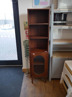 Lot 1035 - Open fronted wood finish shelving unit with...