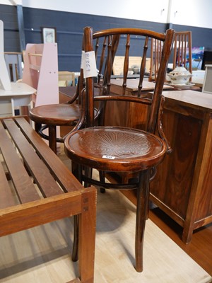 Lot 1113 - 2 circular seated wooden chairs