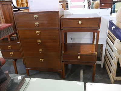 Lot 1114 - Stained teak effect bedroom suite comprising 5...