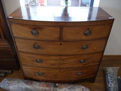 Lot 1040 - Edwardian inlaid mahogany bow fronted chest of...