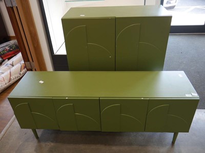 Lot 1042 - Modern green storage cupboard and matching 4...