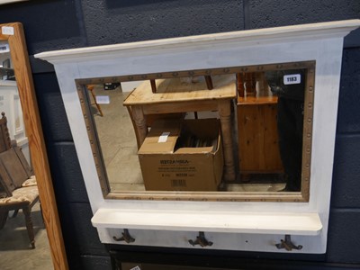 Lot 1183 - White and gilt framed mirror with shelf and hooks