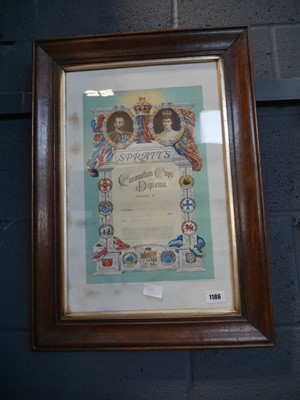 Lot 1186 - Framed certificate 'Spratts Coronation Cups...