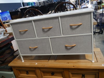 Lot 1141 - Modern white storage unit with grey fabric...