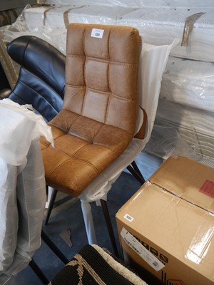 Lot 1203 - Pair of tan leather upholstered chairs...