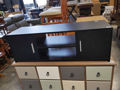 Lot 1145 - Modern black finish entertainment unit