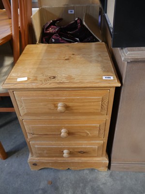 Lot 1146 - Pine bedside 3 drawer unit