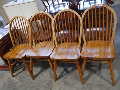 Lot 1157 - Set of 4 pine stick back dining chairs