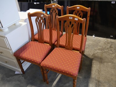 Lot 1160 - Set of 4 pine framed fabric upholstered dining...