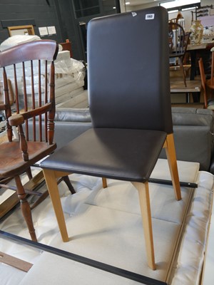 Lot 1163 - Single brown leatherette upholstered dining chair