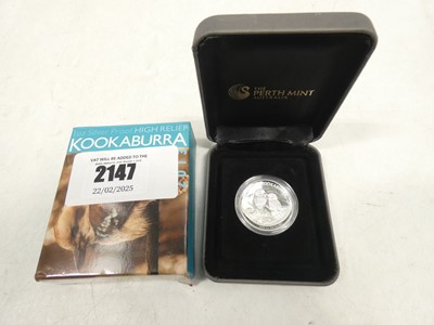 Lot 2147 - 2013 Kookaburra 1oz Silver Proof Coin with...