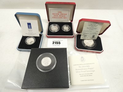 Lot 2155 - 1980 1oz Silver Proof Christmas 50p Coin, 1995...