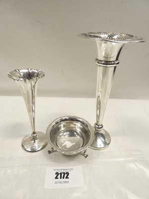 Lot 2172 - 2x sterling silver candle holders and sterling...